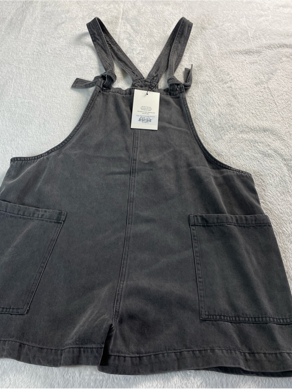 Miou Muse Romper Womens Size Large Black Denim Shortalls 100% Cotton NWTS